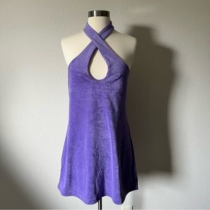 NWT Fabletics Purple Terry Cloth Halter Dress